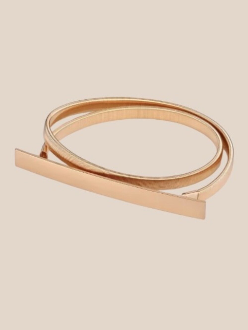 New!  Minimalist Gold Bar Skinny Stretch Belt - NWOT.  #R7-2 - Picture 5 of 9